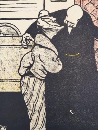 Lithograph Vallotton - C'est pour votre papa... Passez donc dans mon cabinet. 