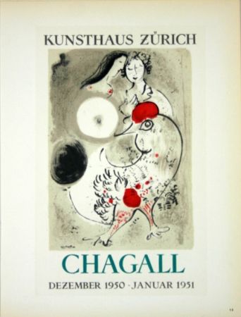 Lithograph Chagall - Chagall  Kunsthaus  Zürich  Décembre 1950