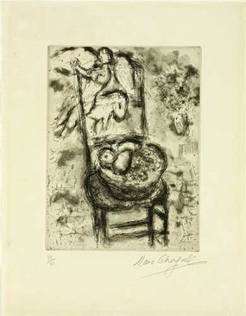 Etching Chagall - Chaise à la corbeille de fruits