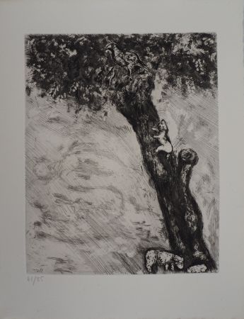 Etching Chagall - Chat en chasse (L'aigle, la laie et la chatte)