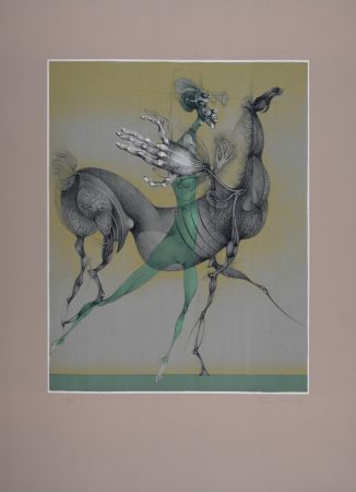 Lithograph Bouché - Cheval et cavalier, 1978 - Hand-signed