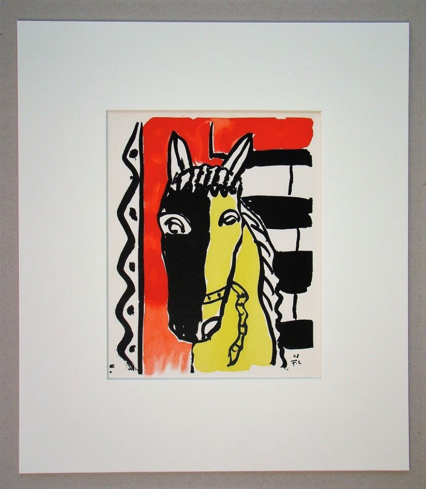 Pochoir Léger (After) - Cheval sur fond rouge, 1948