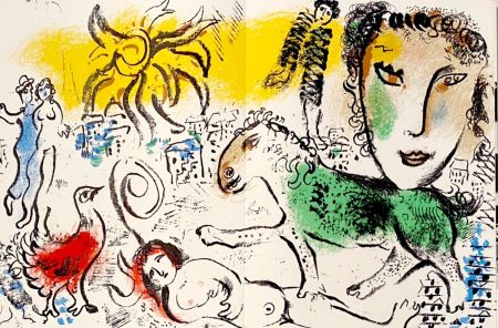Lithograph Chagall - Cheval vert