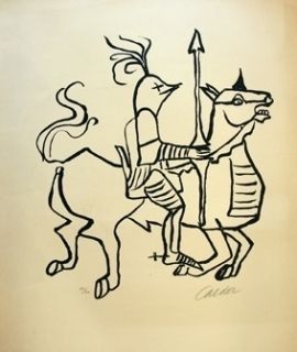 Lithograph Calder - Chevalier
