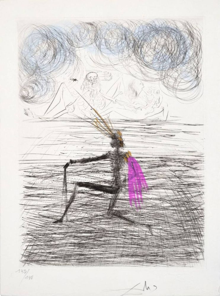 Drypoint Dali - Chevalier à genou (Kneeling Knight)