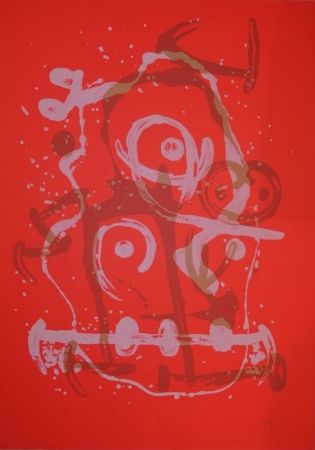 Lithograph Miró - Chevauchée orange