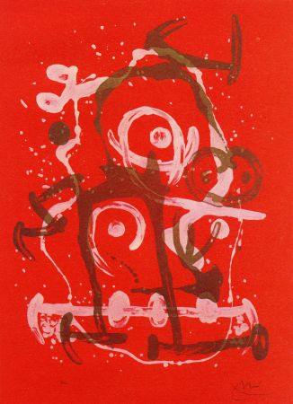 Lithograph Miró - Chevauchée rouge brun