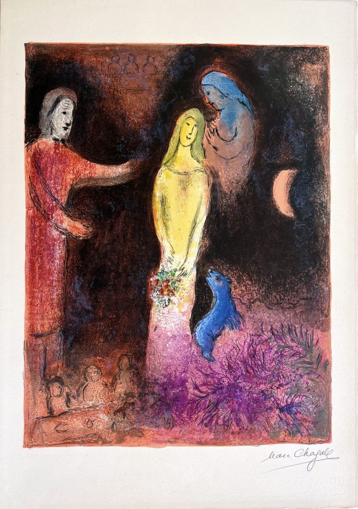 Lithograph Chagall - CHLOÉ VÊTUE ET COIFFÉE PAR CLÉARISTE (Daphnis & CHLOÉ - 1961)