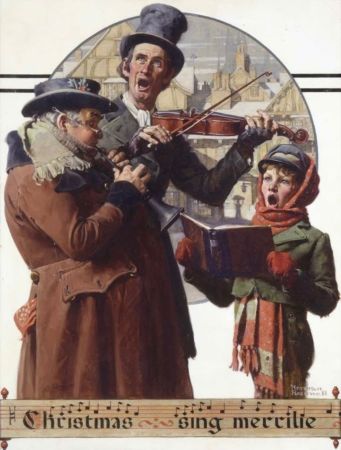 Lithograph Rockwell  - Christmas Trio/Christmas Sing Merrille