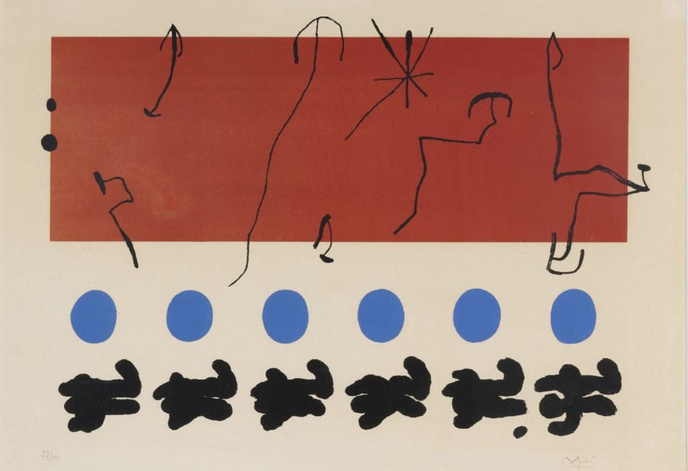 Lithograph Miró - Ciel rouge