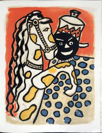 Lithograph Leger - Cirque : Clown et Cheval. 1950