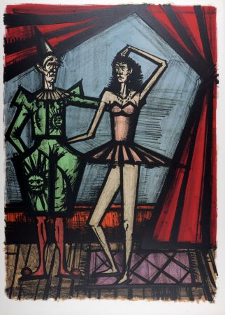 Lithograph Buffet - Clown et Ballerine, 1968