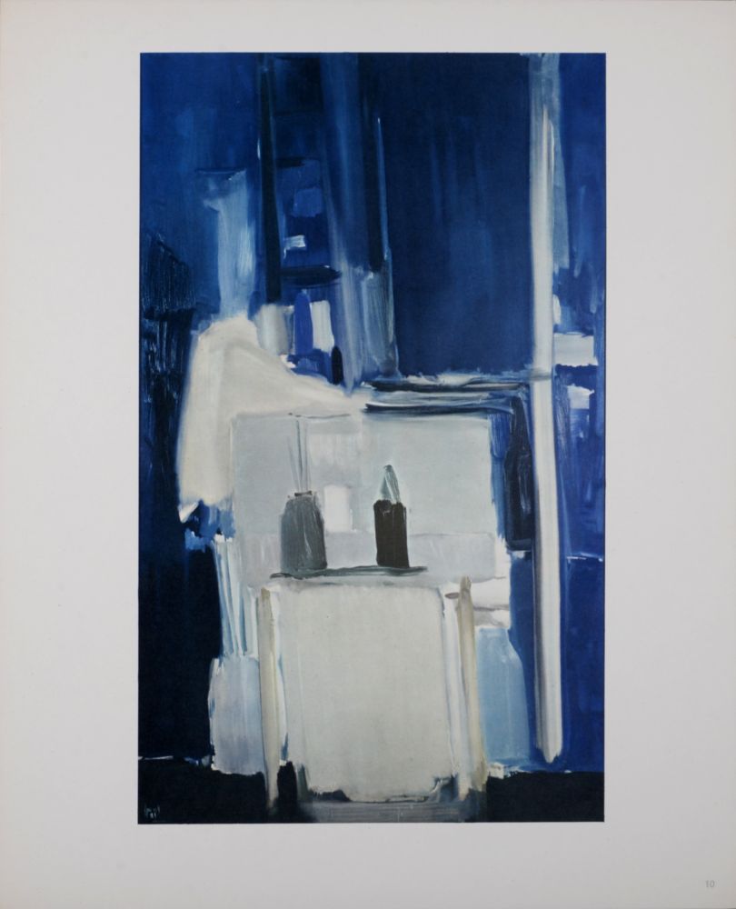 Offset De Stael - Coin d'atelier, fond bleu, 1960 - plate signed.