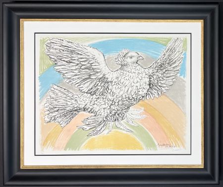 Lithograph Picasso - Colombe volant ( à l'Arc-en-ciel ) ( Flying Dove in a Rainbow ) (Bl. 712, M. 214)