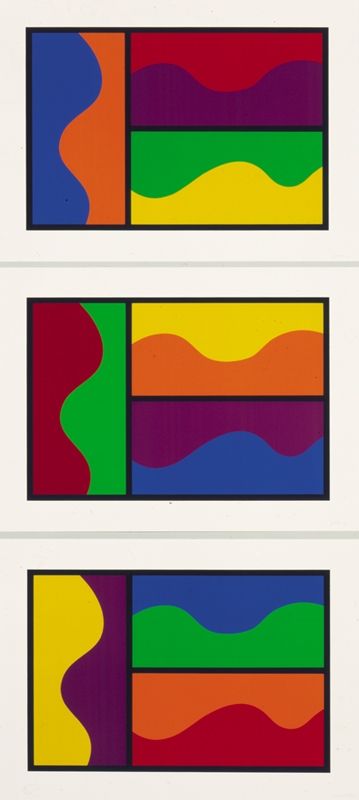 Screenprint Lewitt - Colors Divided By Wavy Lines