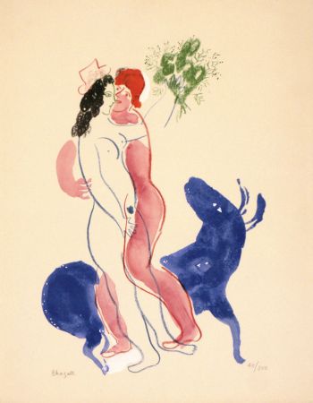 Lithograph Chagall - Colour Amour, La Bette Bleu