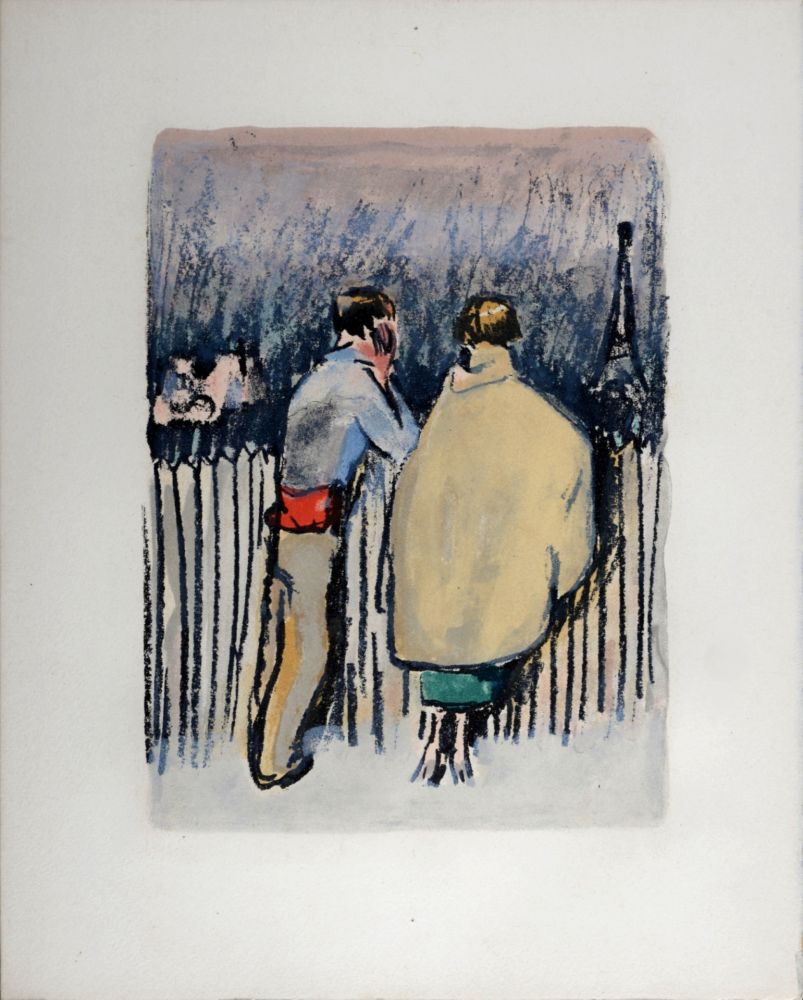 Lithograph Van Dongen - Comme dans Louise, les couples, du haut de la Butte, contemplaient Paris, 1949