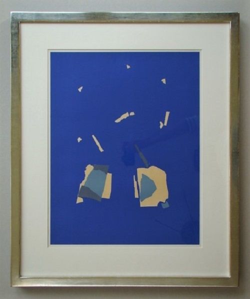 Lithograph De Stael - Comosition sur fond bleu