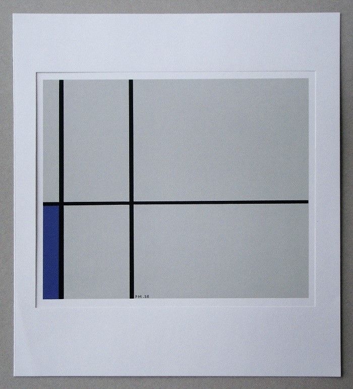 Screenprint Mondrian - Compositie met blauw - 1938