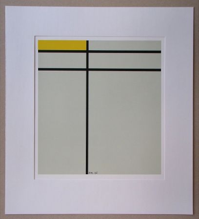 Screenprint Mondrian - Compositie met geel - 1935