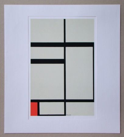 Screenprint Mondrian - Compositie met rood - 1931
