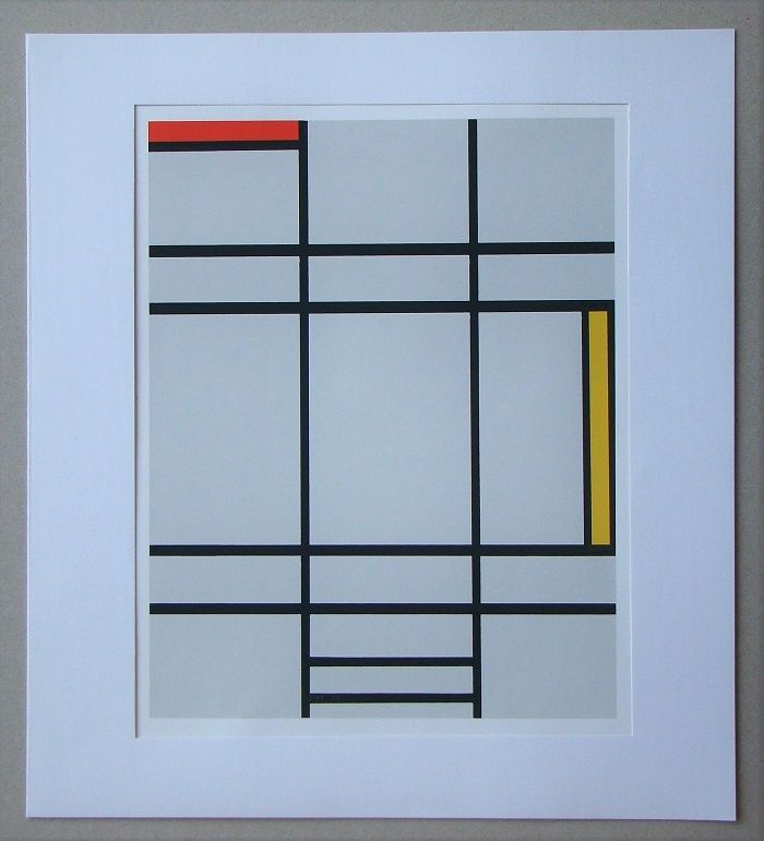 Screenprint Mondrian - Compositie met rood en geel - 1935