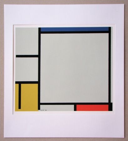 Screenprint Mondrian - Compositie met rood, geel en blauw - 1922