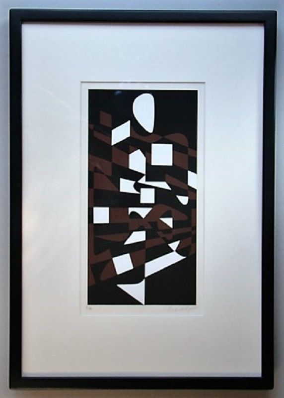 Screenprint Vasarely - Composition - Geh durch den Spiegel