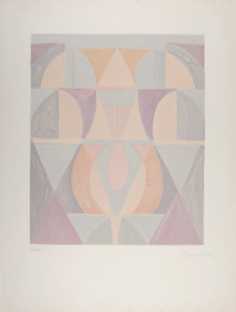 Lithograph Charchoune - Composition, 1971 - Hand-signed