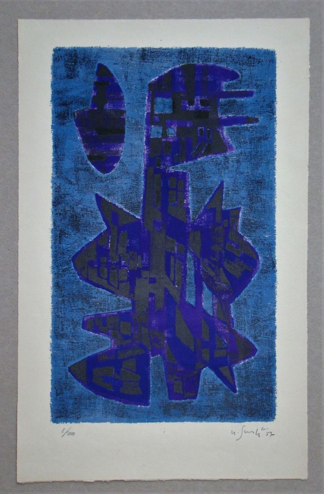 Lithograph Singier - Composition abstrait, 1956