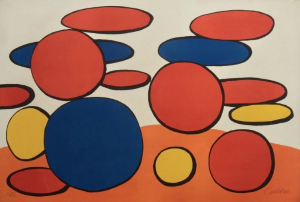Lithograph Calder - Composition aux cercles
