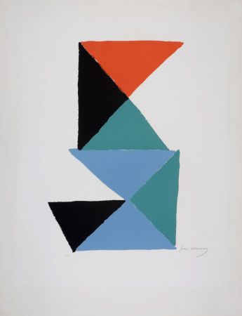 Lithograph Delaunay - Composition aux triangles, c. 1967 - Hand-signed