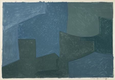 Lithograph Poliakoff - Composition bleue et verte L52 