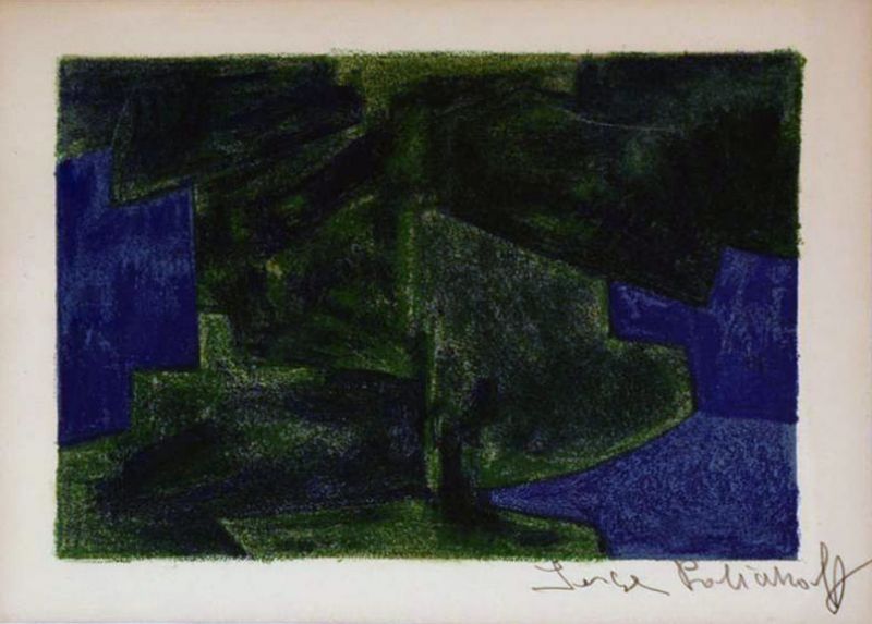 Lithograph Poliakoff - Composition bleue et verte n°41