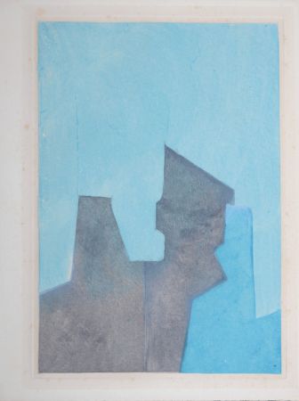 Etching And Aquatint Poliakoff - Composition bleue, Parménide, 1964 (#D)