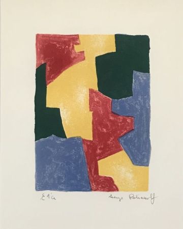 Lithograph Poliakoff - Composition bleue, rouge, jaune et verte L40 