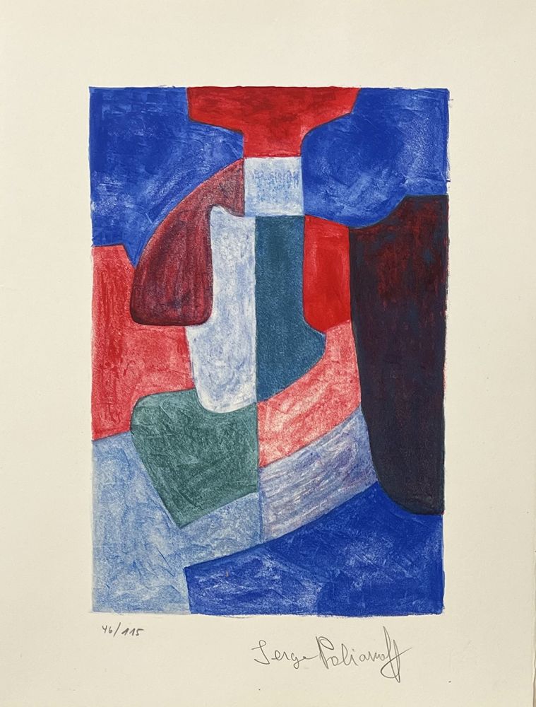 Lithograph Poliakoff - Composition bleue, verte et rouge