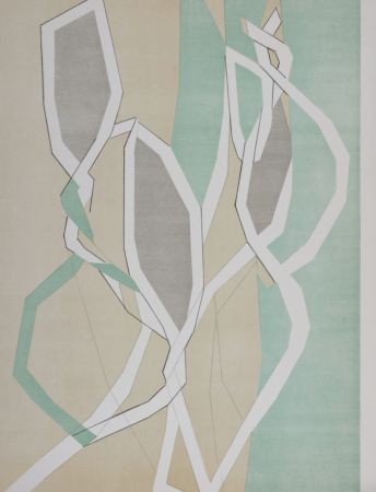 Lithograph Beaudin - Composition en vert, 1962