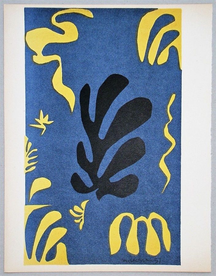 Lithograph Matisse - Composition fond bleu, 1951