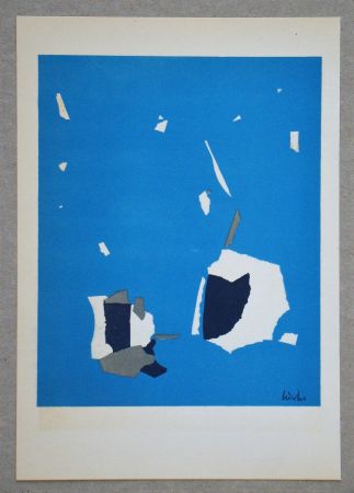 Lithograph De Stael - Composition fond bleu ciel