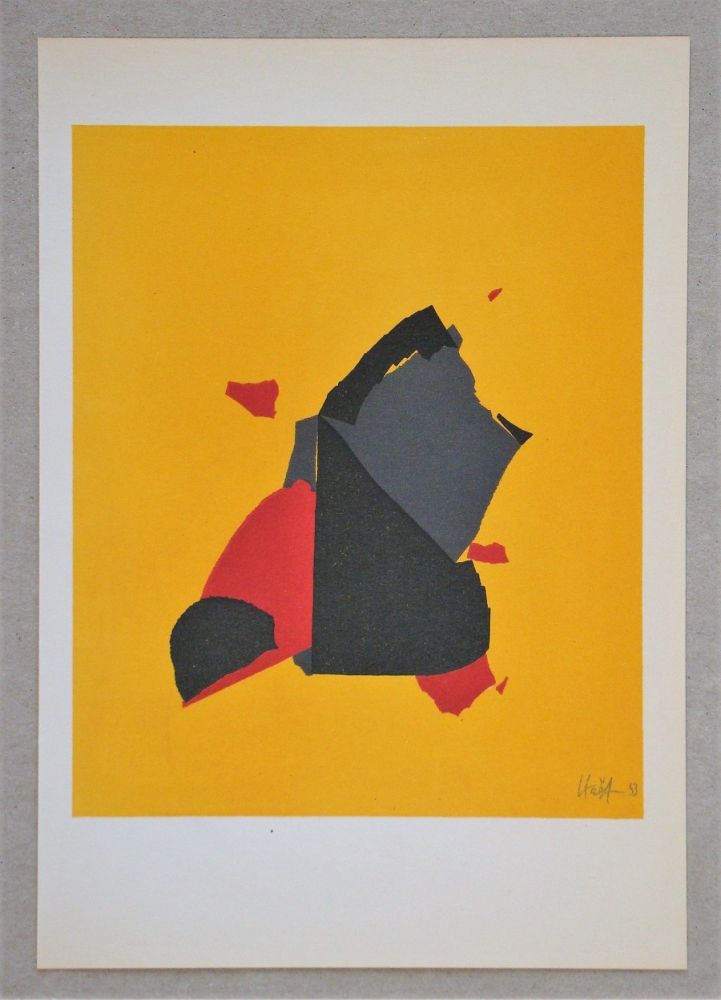 Lithograph De Stael - Composition fond jaune