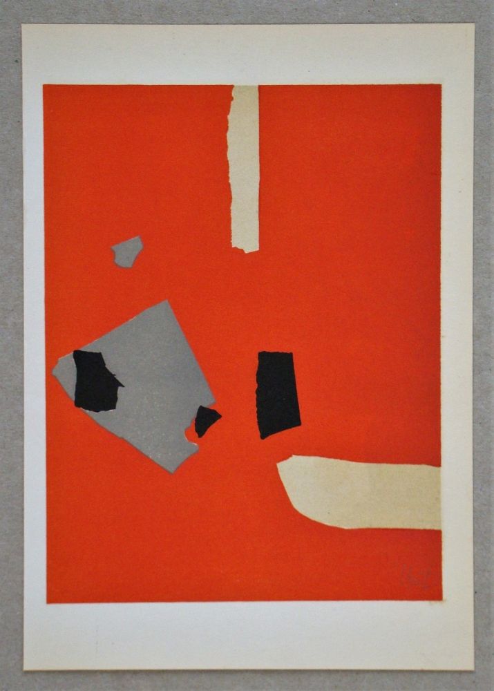 Lithograph De Stael - Composition fond orange