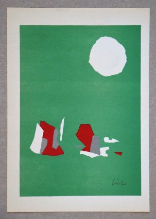 Lithograph De Stael - Composition fond vert