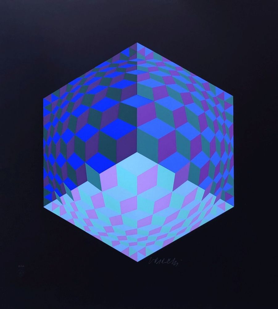 Screenprint Vasarely - Composition géométrique 