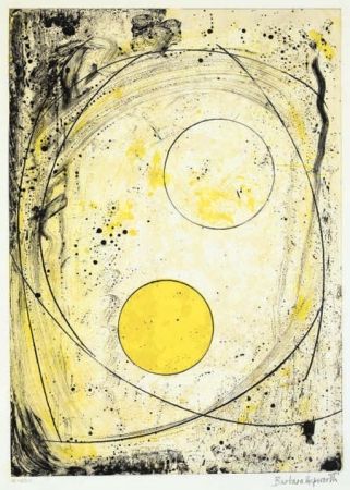 Lithograph Hepworth - Composition in black and Yellow