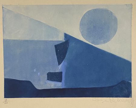 Etching And Aquatint Poliakoff - Composition in blue