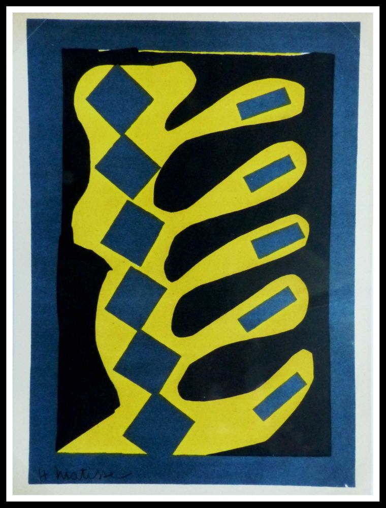 Lithograph Matisse - COMPOSITION  JAUNE BLEU ET NOIR