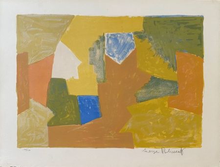 Lithograph Poliakoff - Composition jaune, Orange et Verte L14 