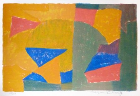 Lithograph Poliakoff - Composition jaune, verte, bleue et rouge