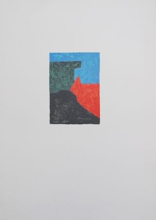 Lithograph Poliakoff - Composition noire, bleue et verte